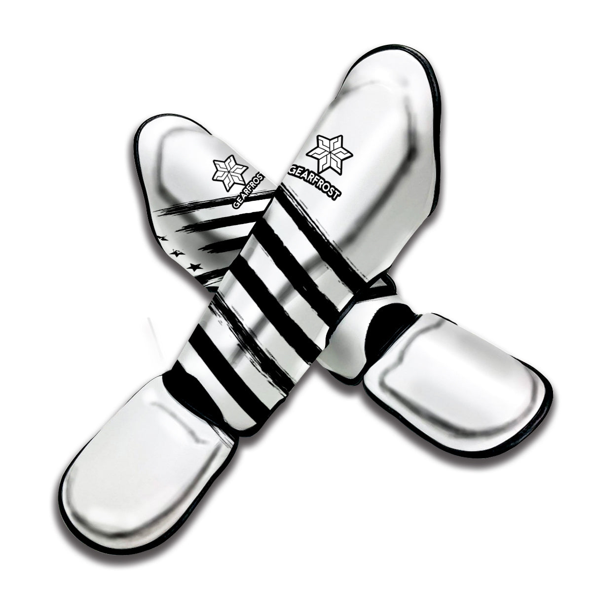 White And Black American Flag Print Muay Thai Shin Guard