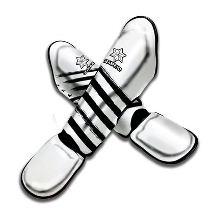 White And Black American Flag Print Muay Thai Shin Guard