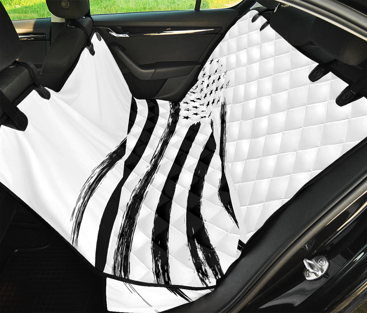 White And Black American Flag Print Pet Car Back Seat Cover