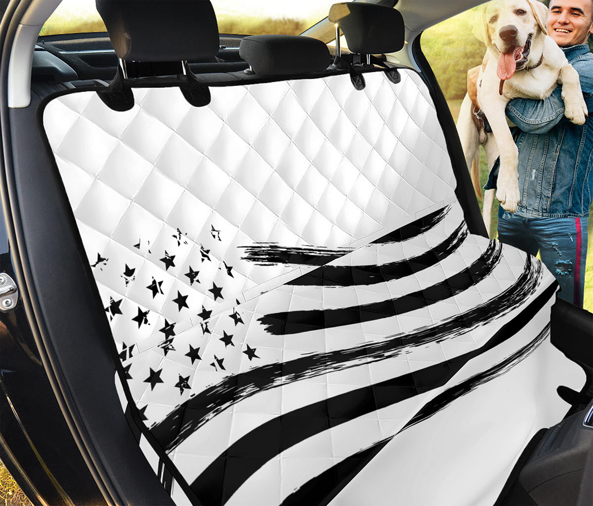 White And Black American Flag Print Pet Car Back Seat Cover