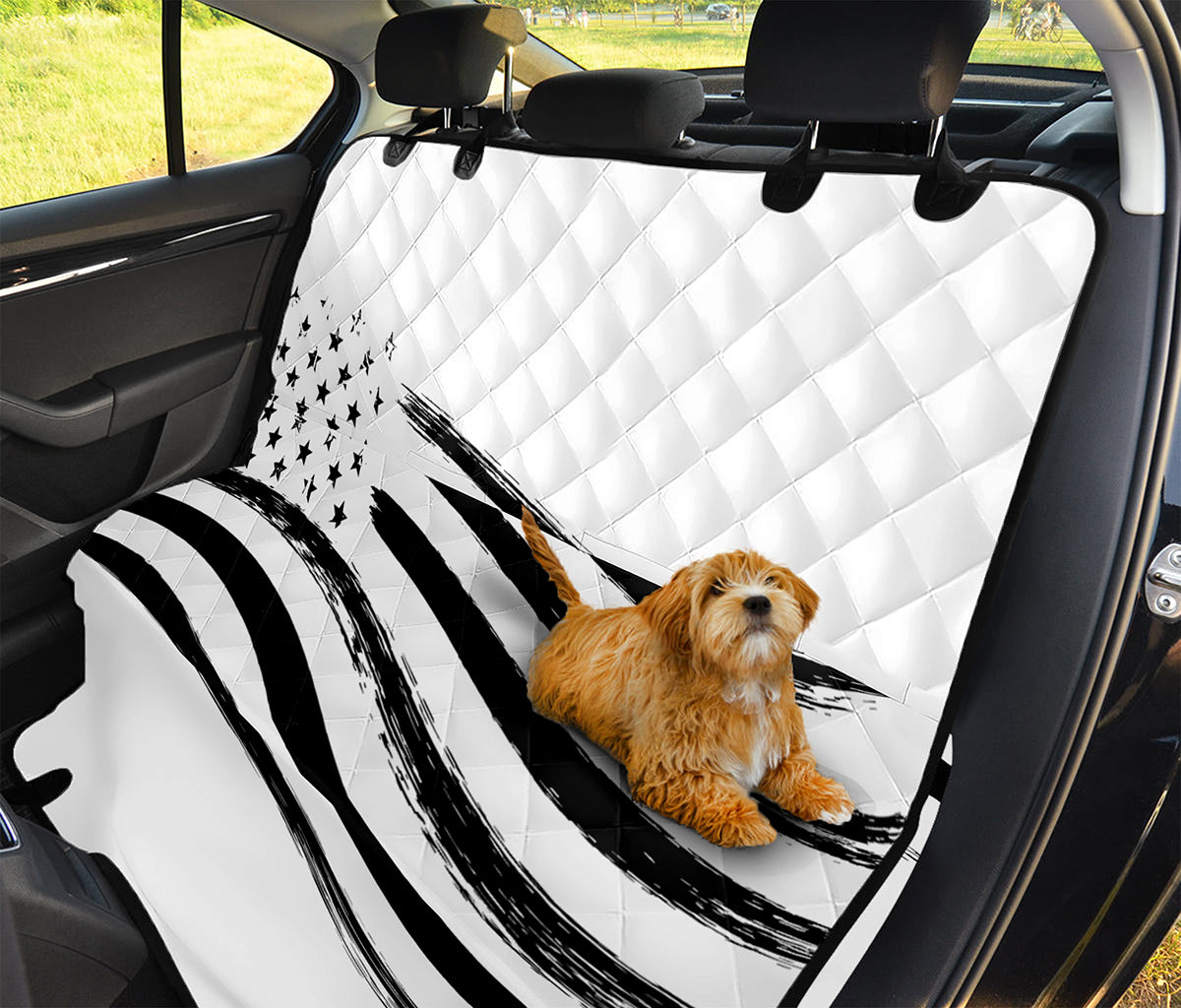 White And Black American Flag Print Pet Car Back Seat Cover