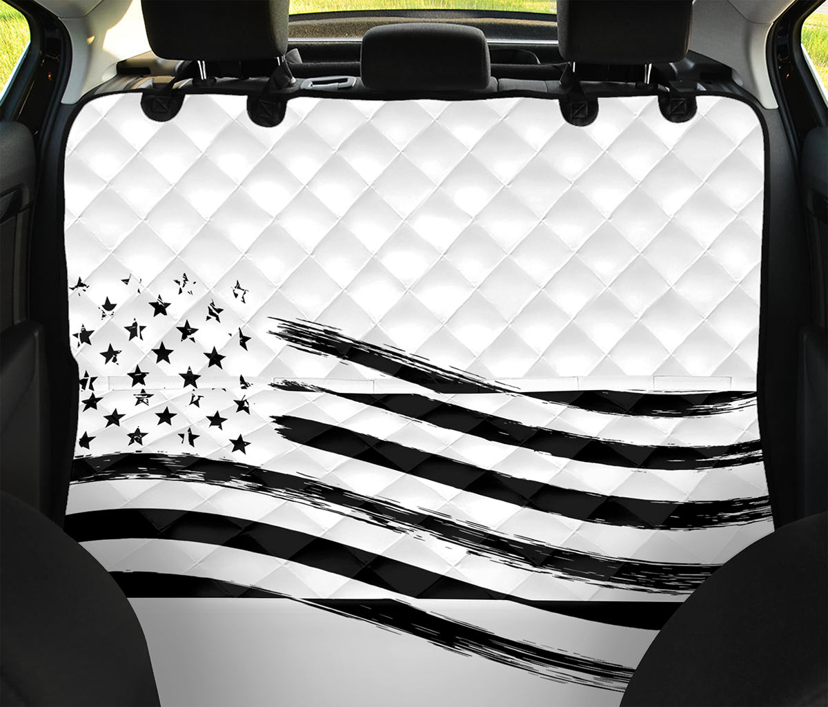 White And Black American Flag Print Pet Car Back Seat Cover