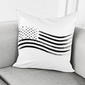 White And Black American Flag Print Pillow Cover