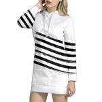White And Black American Flag Print Pullover Hoodie Dress