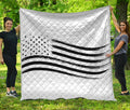 White And Black American Flag Print Quilt