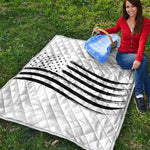White And Black American Flag Print Quilt