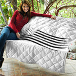 White And Black American Flag Print Quilt