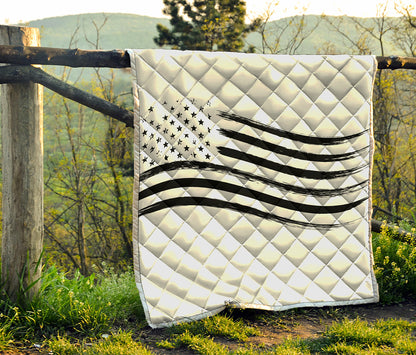 White And Black American Flag Print Quilt