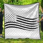 White And Black American Flag Print Quilt