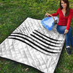 White And Black American Flag Print Quilt