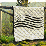 White And Black American Flag Print Quilt