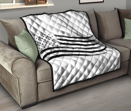 White And Black American Flag Print Quilt