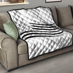 White And Black American Flag Print Quilt