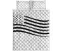 White And Black American Flag Print Quilt Bed Set