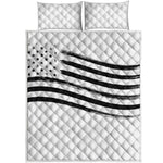 White And Black American Flag Print Quilt Bed Set