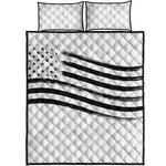 White And Black American Flag Print Quilt Bed Set