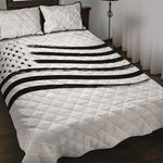 White And Black American Flag Print Quilt Bed Set
