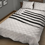White And Black American Flag Print Quilt Bed Set