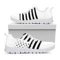 White And Black American Flag Print White Running Shoes
