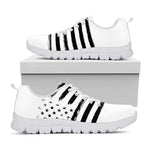 White And Black American Flag Print White Sneakers