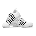 White And Black American Flag Print White Sneakers