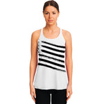 White And Black American Flag Print Women's Racerback Tank Top