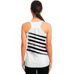 White And Black American Flag Print Women's Racerback Tank Top