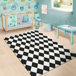 White And Black Argyle Pattern Print Area Rug