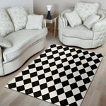 White And Black Argyle Pattern Print Area Rug