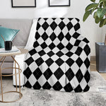 White And Black Argyle Pattern Print Blanket