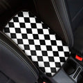 White And Black Argyle Pattern Print Car Center Console Cover