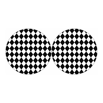 White And Black Argyle Pattern Print Car Coasters