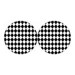 White And Black Argyle Pattern Print Car Coasters
