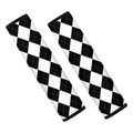 White And Black Argyle Pattern Print Car Seat Belt Covers