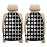 White And Black Argyle Pattern Print Car Seat Organizers