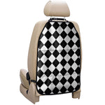 White And Black Argyle Pattern Print Car Seat Organizers