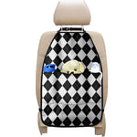 White And Black Argyle Pattern Print Car Seat Organizers