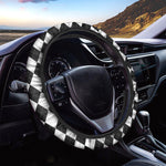 White And Black Argyle Pattern Print Car Steering Wheel Cover