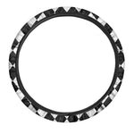 White And Black Argyle Pattern Print Car Steering Wheel Cover