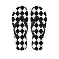 White And Black Argyle Pattern Print Flip Flops