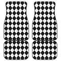White And Black Argyle Pattern Print Front and Back Car Floor Mats
