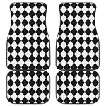 White And Black Argyle Pattern Print Front and Back Car Floor Mats