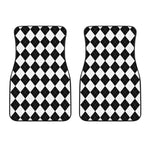 White And Black Argyle Pattern Print Front Car Floor Mats