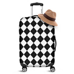 White And Black Argyle Pattern Print Luggage Cover