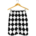 White And Black Argyle Pattern Print Men's Shorts