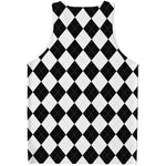 White And Black Argyle Pattern Print Men's Tank Top