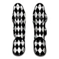 White And Black Argyle Pattern Print Muay Thai Shin Guards