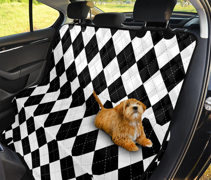 White And Black Argyle Pattern Print Pet Car Back Seat Cover
