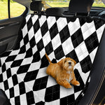 White And Black Argyle Pattern Print Pet Car Back Seat Cover