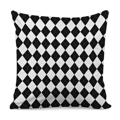 White And Black Argyle Pattern Print Pillow Cover